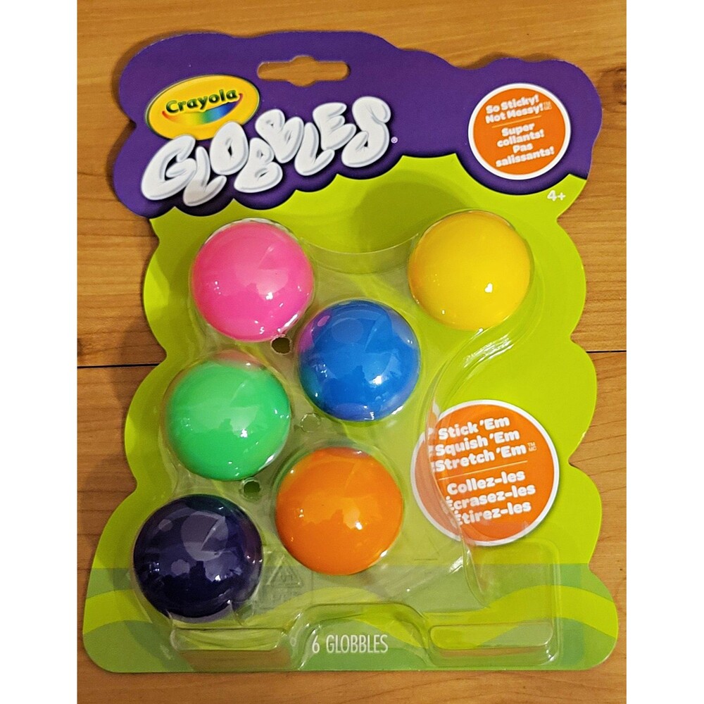 Crayola Globbles Sticky Reusable Squishy Squeeze Balls 6 Pack, Multicolor